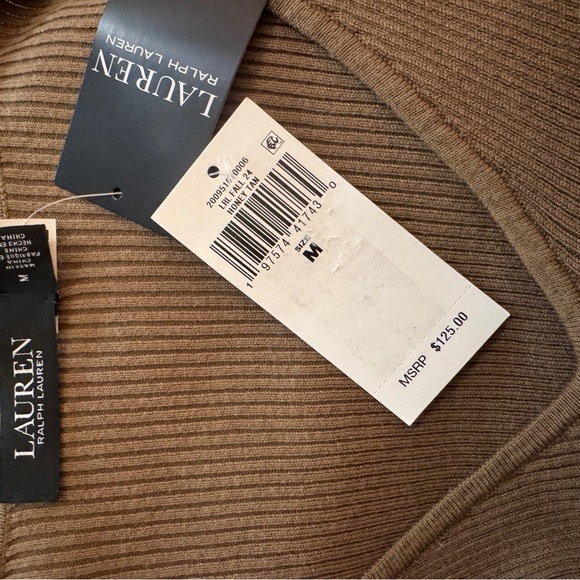 NWT Women RALPH LAUREN Honey Tan Classic   Timeless Blouson light Sweater Spring - Picture 7 of 7